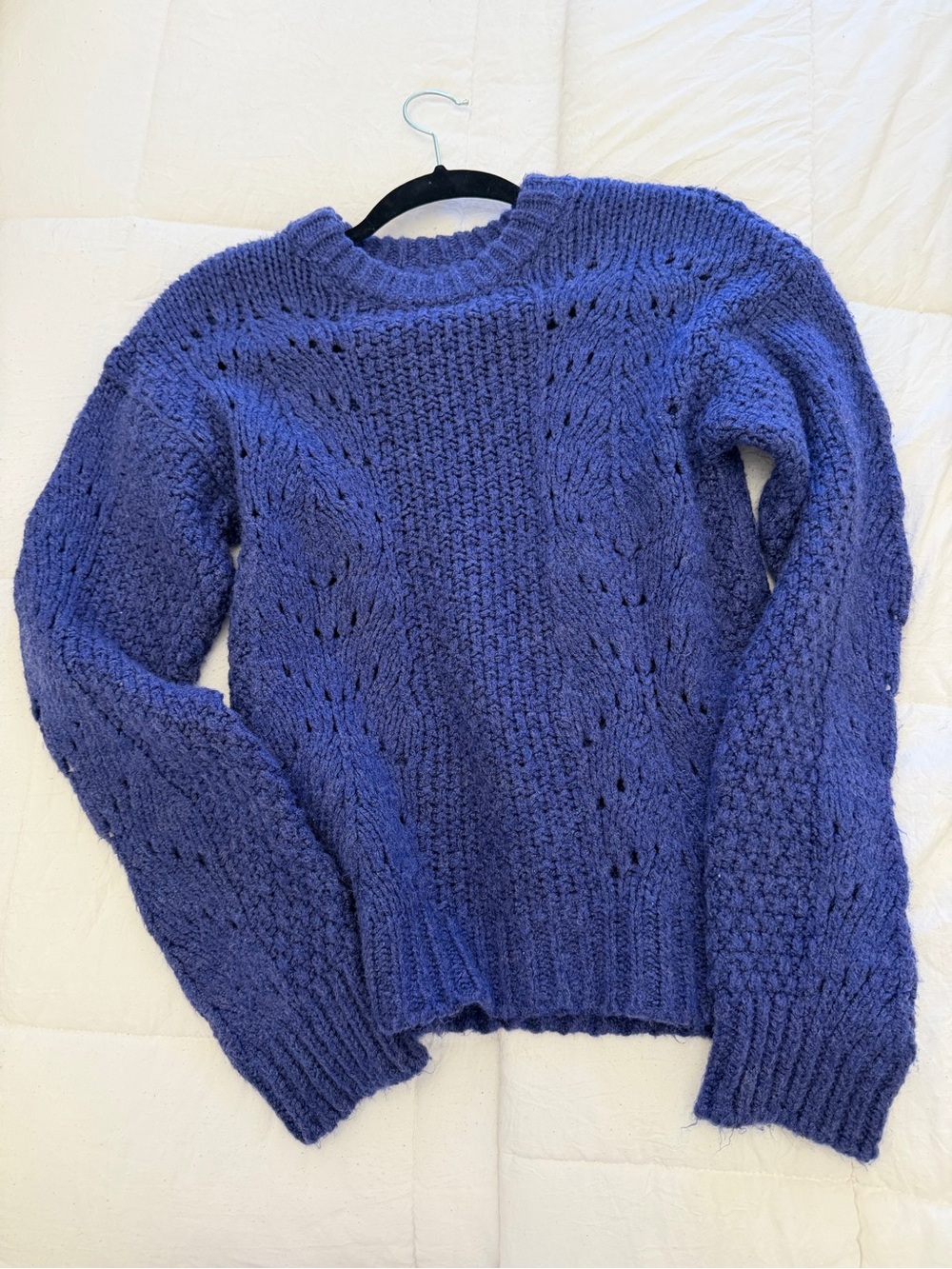 Urban Outfitters Cable Knit Crew Sweater - Blue